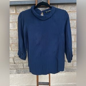 Zara navy blue long sleeve shirt